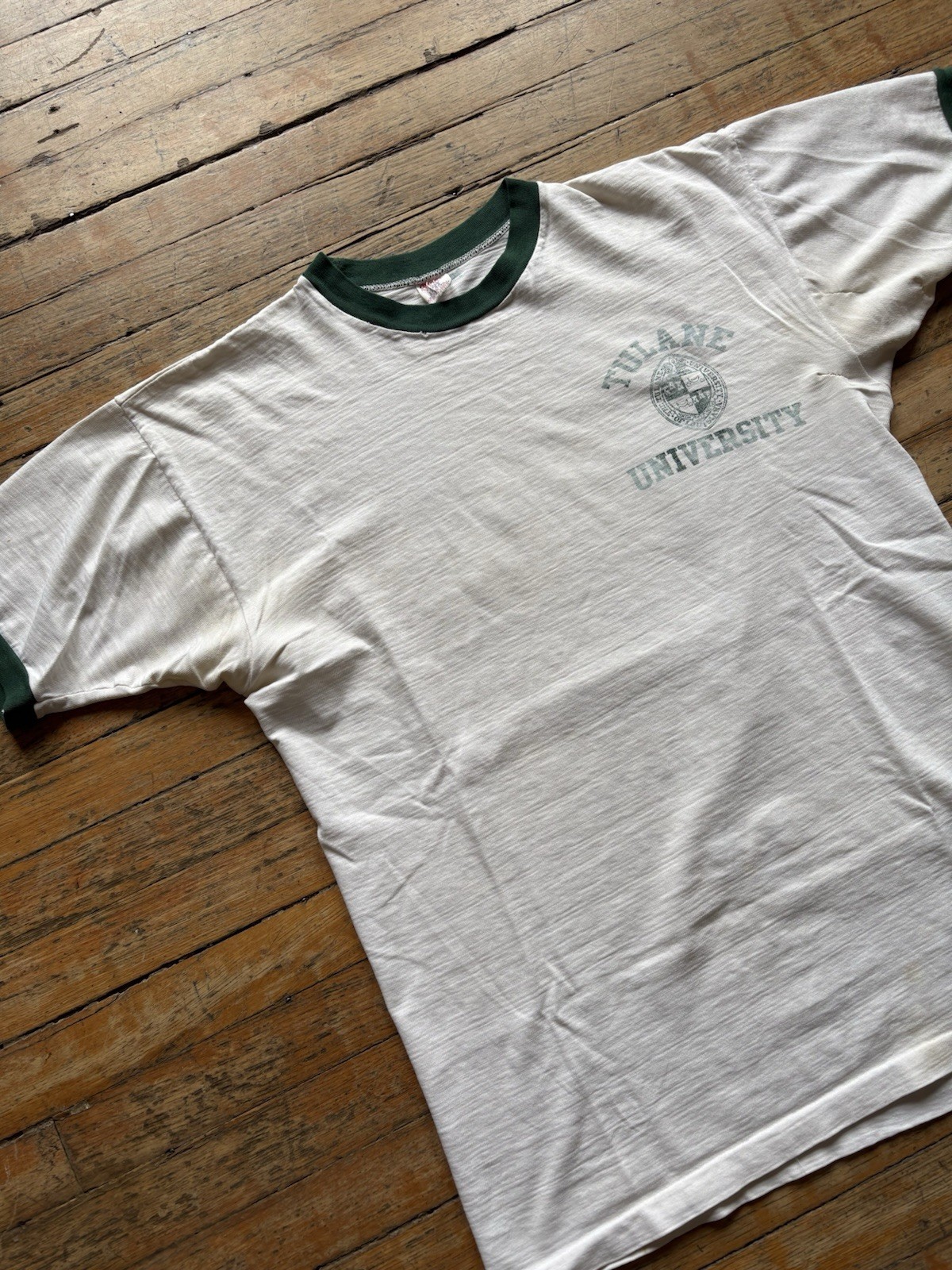 60s Champion Running Man Tulane University Ringer Tee Large