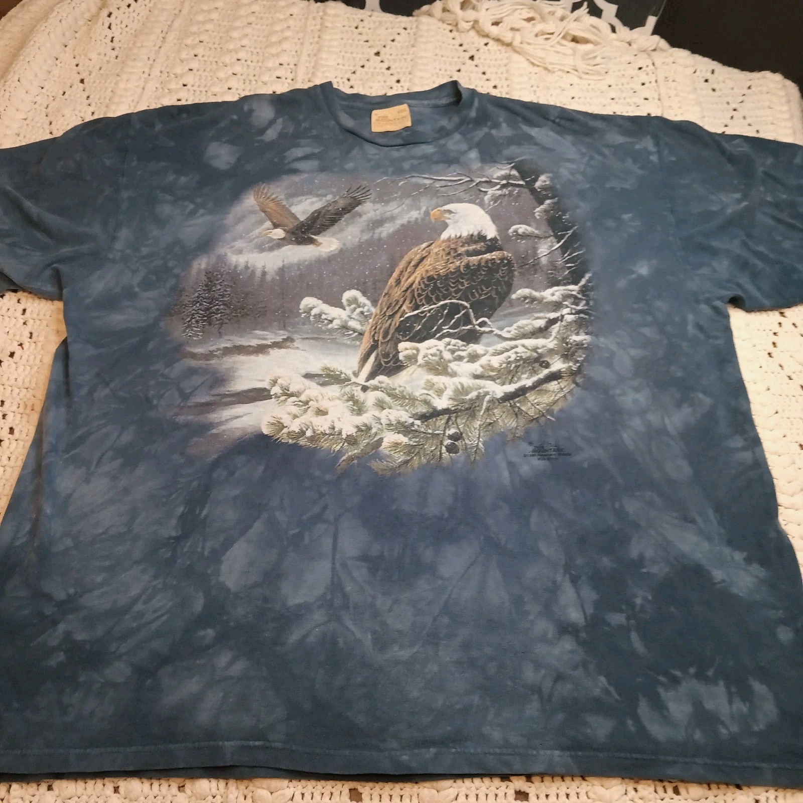 Vtg 90s The Mountain Mens 3XL Bald Eagle Winter Snow Nature Wildlife Shirt Y2K