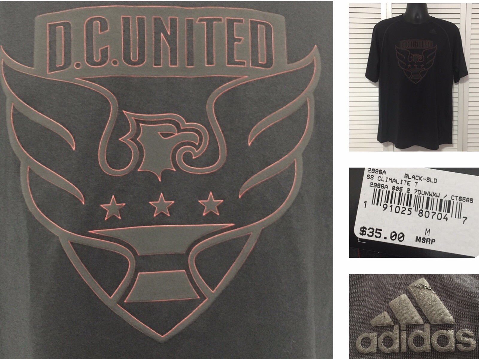 Adidas DC United Climalite Shirt Medium Black MLS – New with Tags