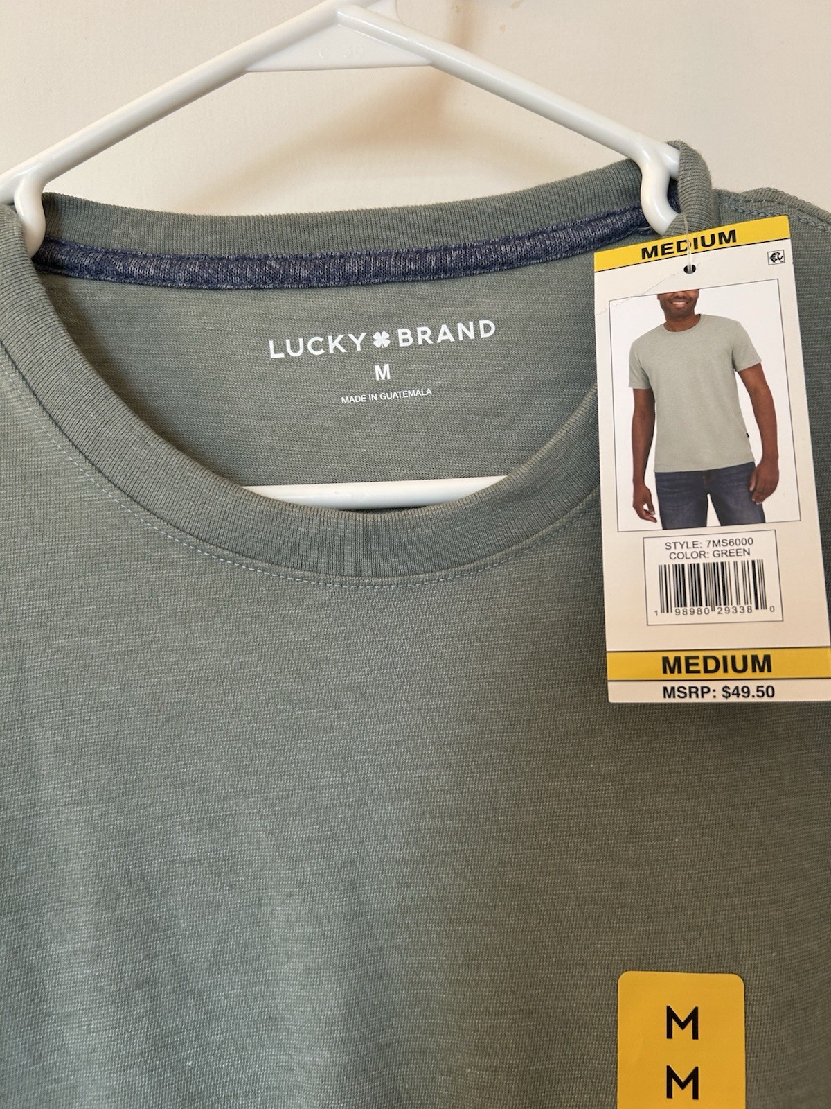 Lucky Brand Men’s Medium Green Crew Neck Short Sleeve T-Shirt NWT MSRP $49.50