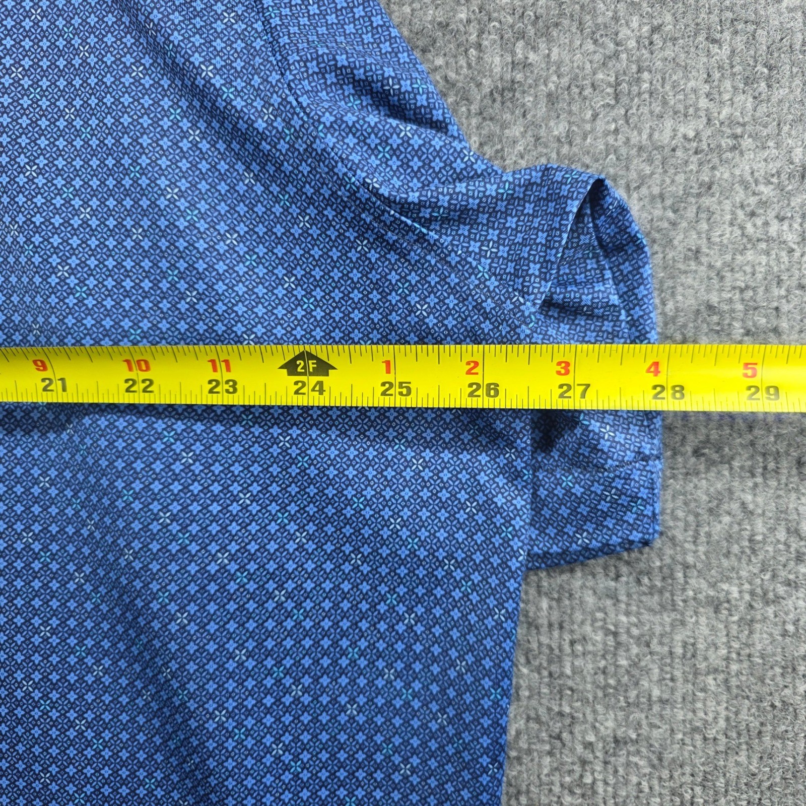 Peter Millar Summer Comfort Blue Geometric Polo Shirt XXL Longhorn Skull Mens
