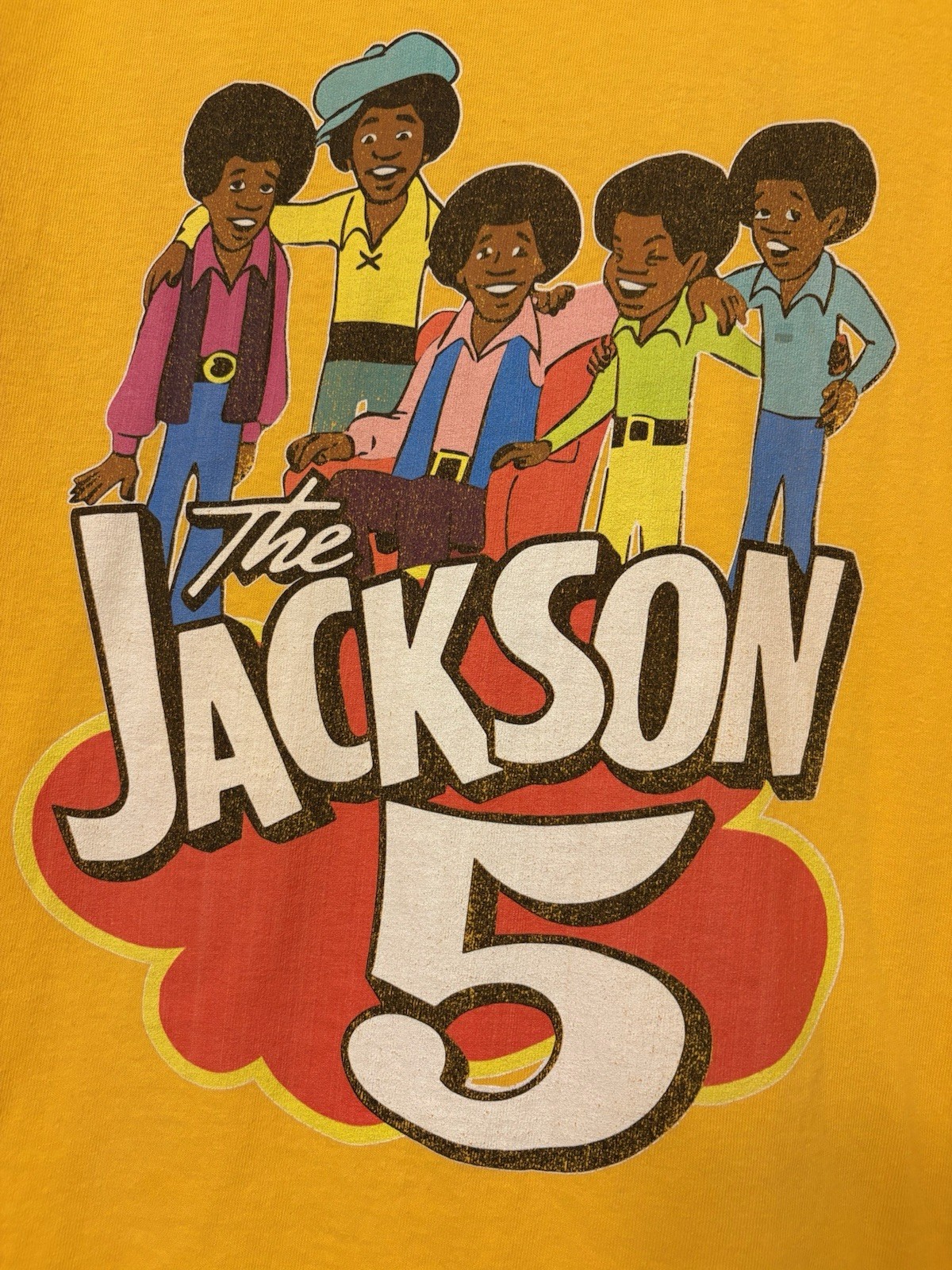 Delta Pro Weight The Jackson 5 Graphic T-Shirt M Yellow Cotton Crew Neck