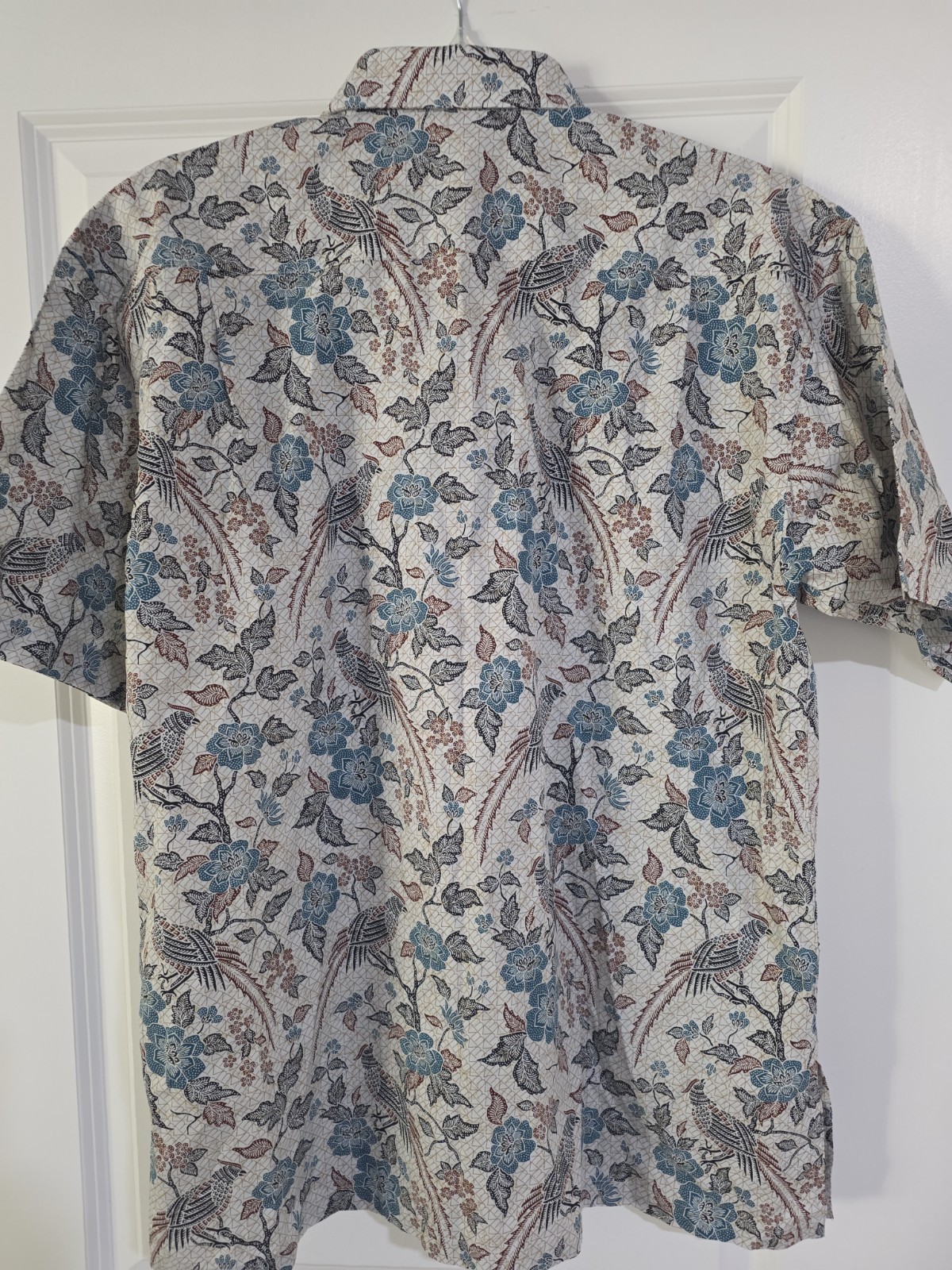 Batik Keris Indonesia Men’s Short Sleeve Relaxed Fit Cotton Shirt Size LARGE