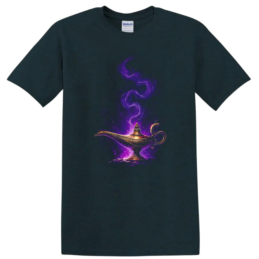 Aladdin Magic Lamp T Shirt Purple Genie Smoke Fantasy Movie Tee