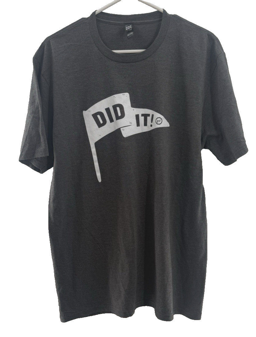 Perfect Tri District Planet Fitness DID IT! Logo Men’s Gray T-shirt Size-Large