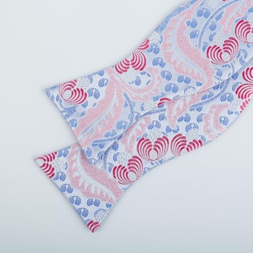 Mens 2pcs Classic Floral Pattern Self-tied Bow Tie and 035-blue+magenta