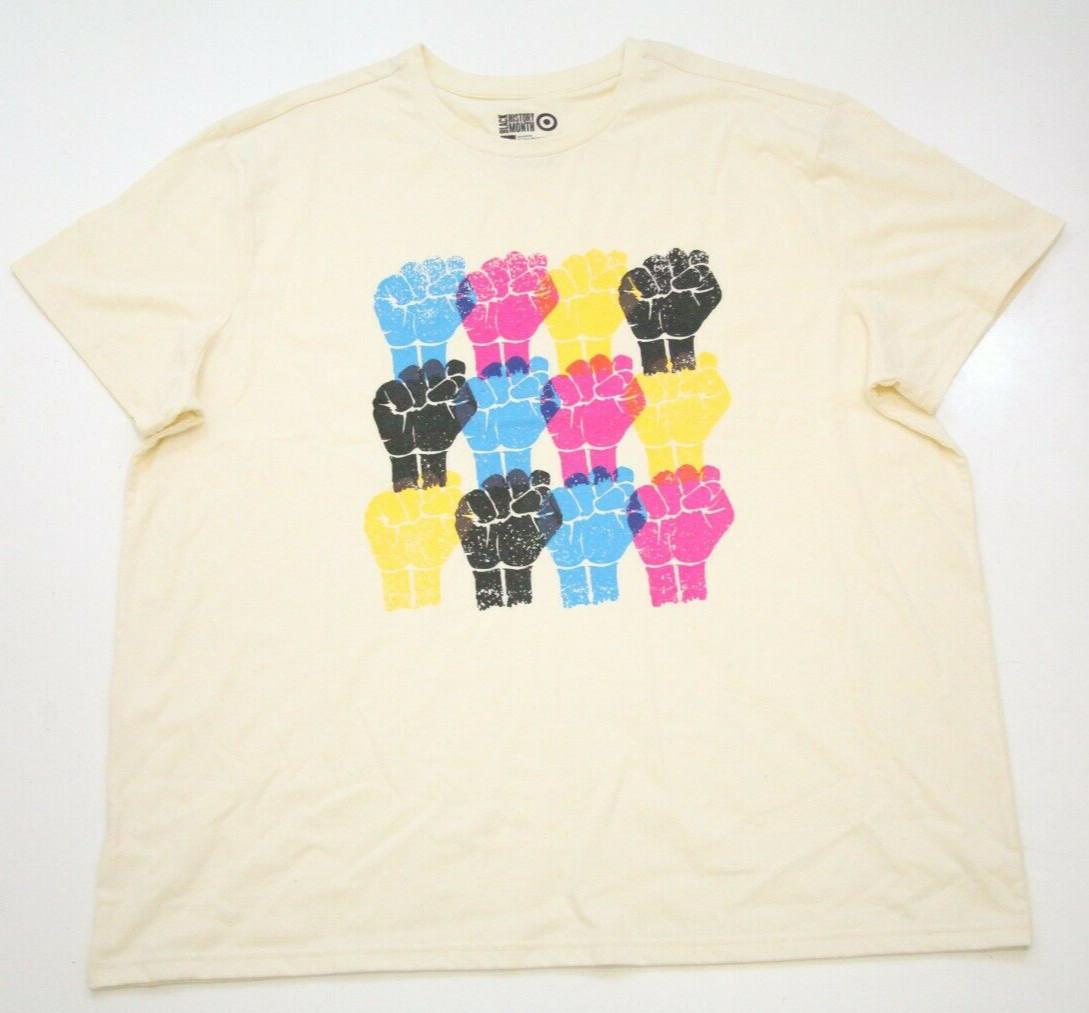 XXL Black History Month Beige Short Sleeve Solid Graphic Tee T-Shirt Top E22