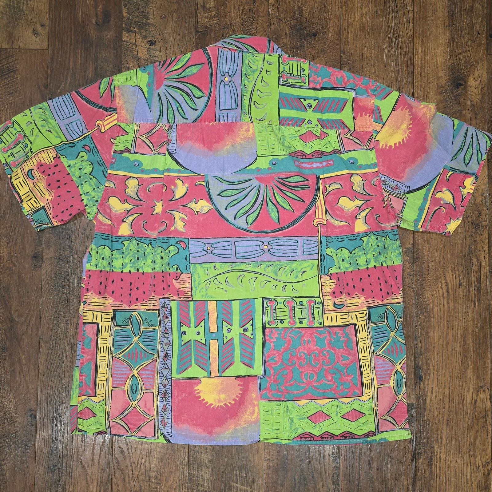 The Territory Ahead Vintage Abstract Geometric Print Short Sleeve ButtonUp Shirt