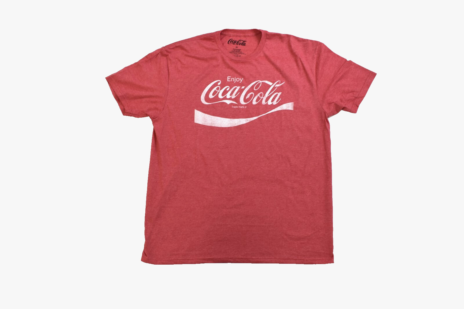 Coca Cola Mens Enjoy Coke Distressed Print Red Heather Shirt New Large