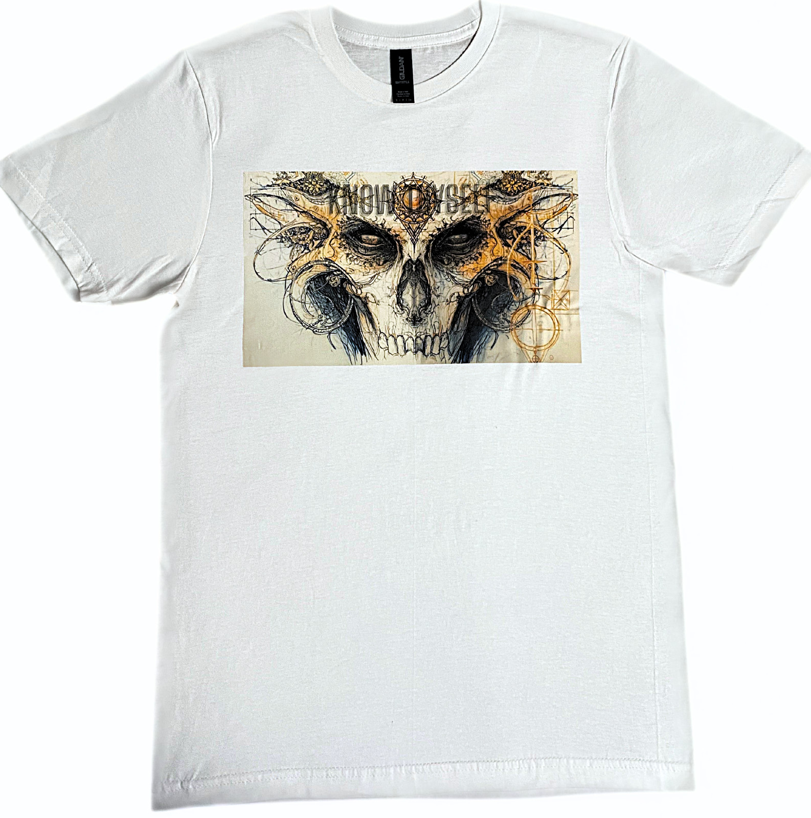 DTF Custom Made – KNOW THYSELF Short Sleeve T-Shirt – Black & White SML