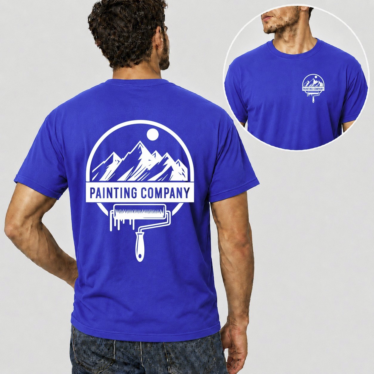 Mens Personalised Work T Shirt Custom Company Logo Trade Uniform Painter Plumber