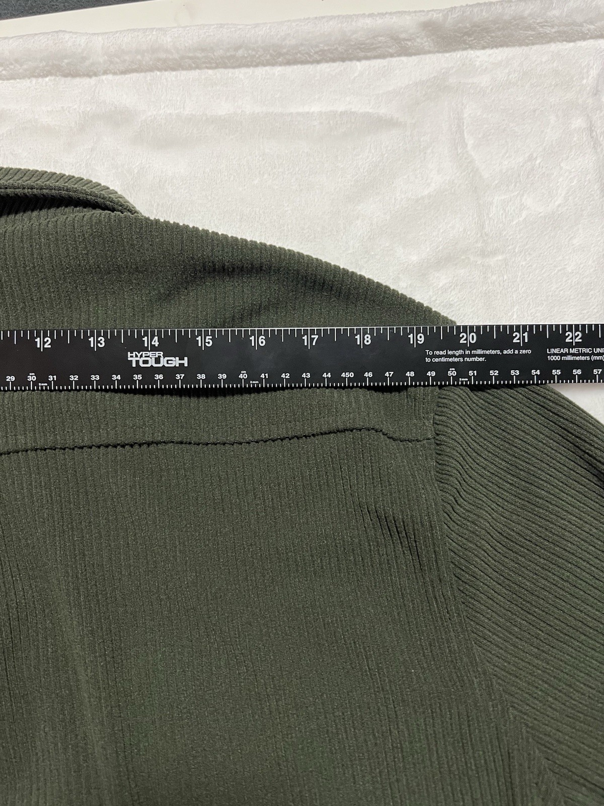 COOFANDY Olive Green Ribbed Knit Long Sleeve Button-Up Shirt L Chest Pocket
