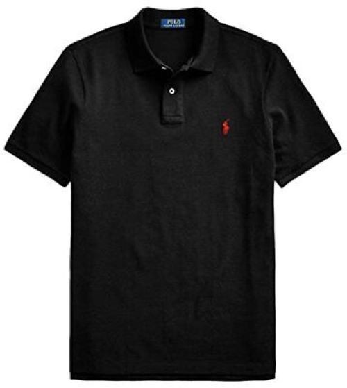 Polo Ralph Lauren Mens Custom Slim Fit Short Sleeve Polo in Black Size Large
