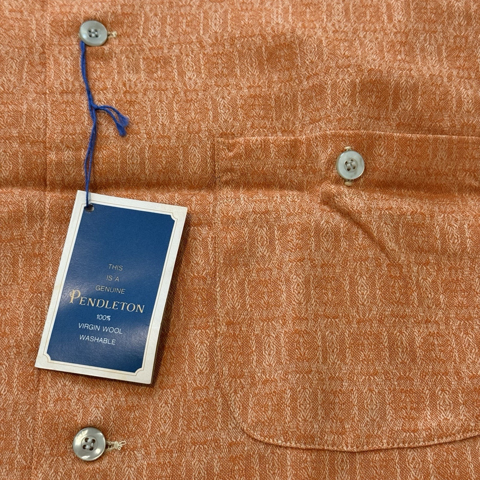 Vintage 1967 Pendleton Sir Pendleton Wool Shirt M Deadstock NOS Loop Collar