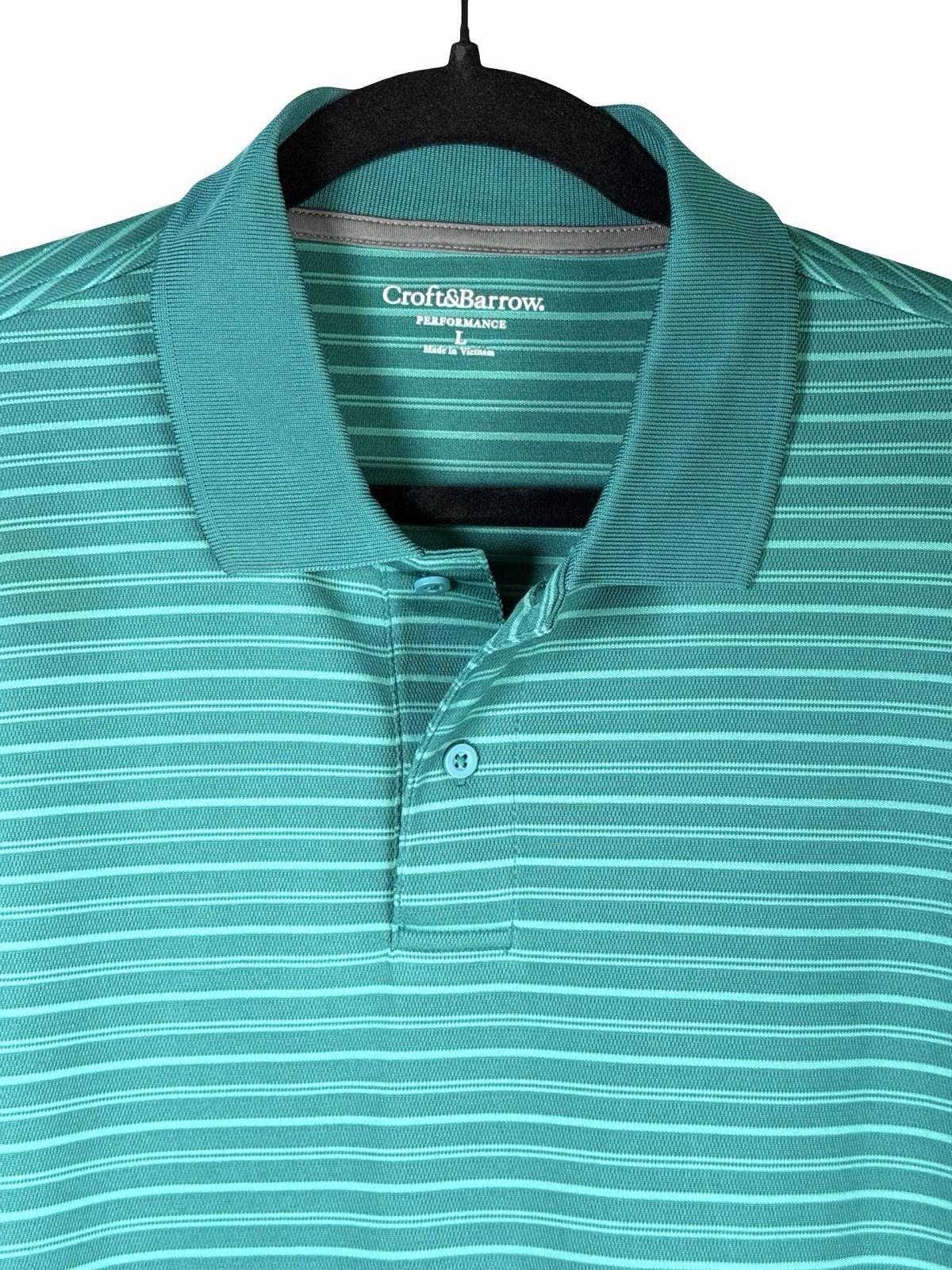 Croft & Barrow Men’s Short Sleeve 2 Tone Green Performance Polo Shirt Size Large