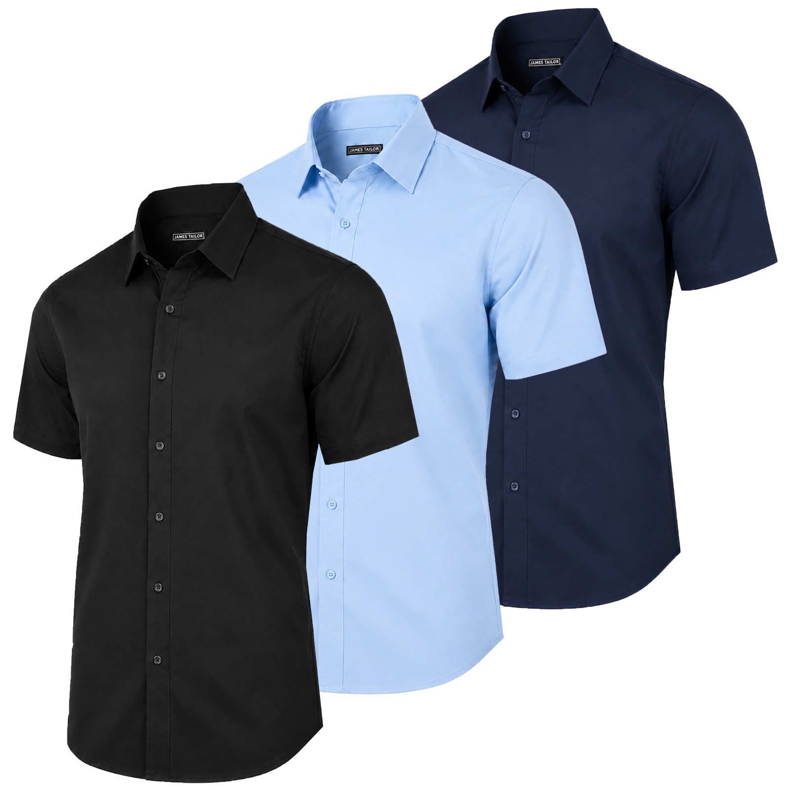3-Pack Men’s Slim Fit Short Sleeve Dress Shirts (Sizes, S–3XL) Free Shipping