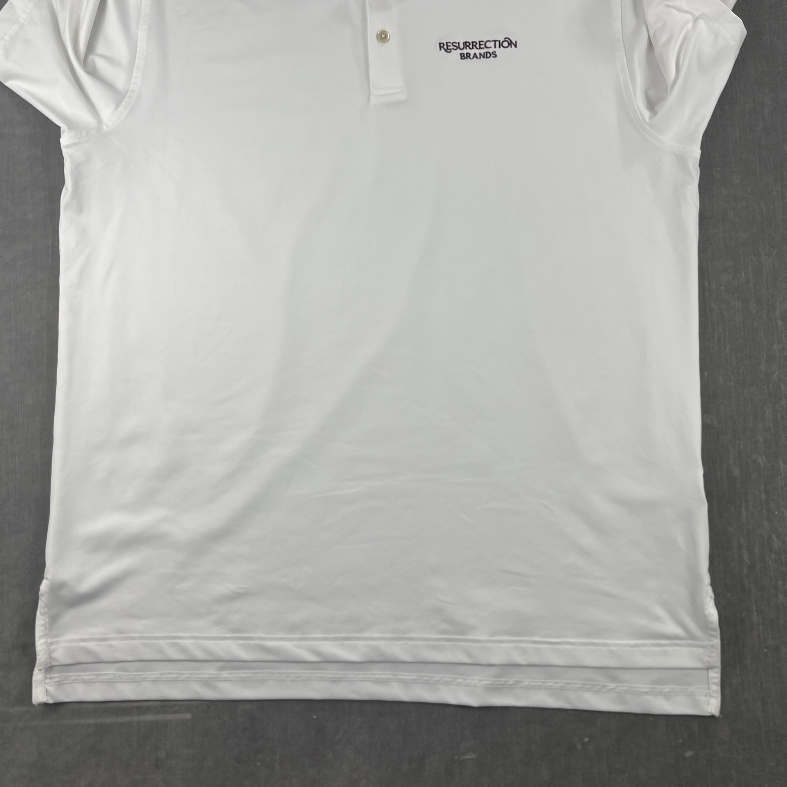Peter Millar Mens L White Polo Shirt Summer Comfort Resurrection Brands Logo