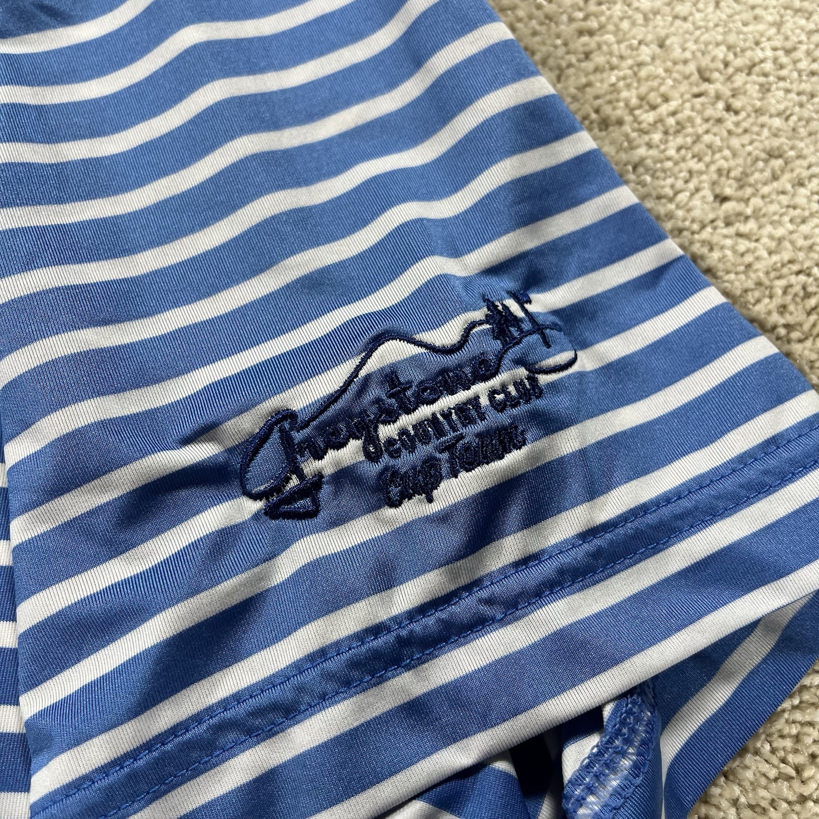 FJ Polo Shirt Men’s Large Footjoy Golf Blue Striped Greystone Country Club
