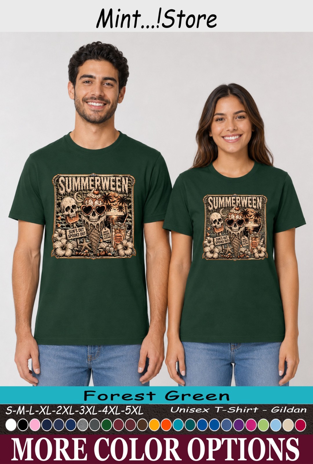 Summerween Shirt, Retro Skull Beach Summer Halloween Unisex T-Shirt