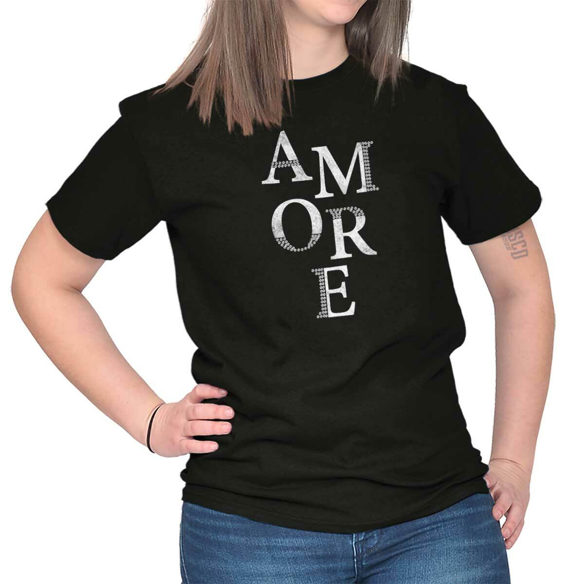 Amore Love Couple French Designer Graphic Womens Ladies Short Sleeve T Shirt