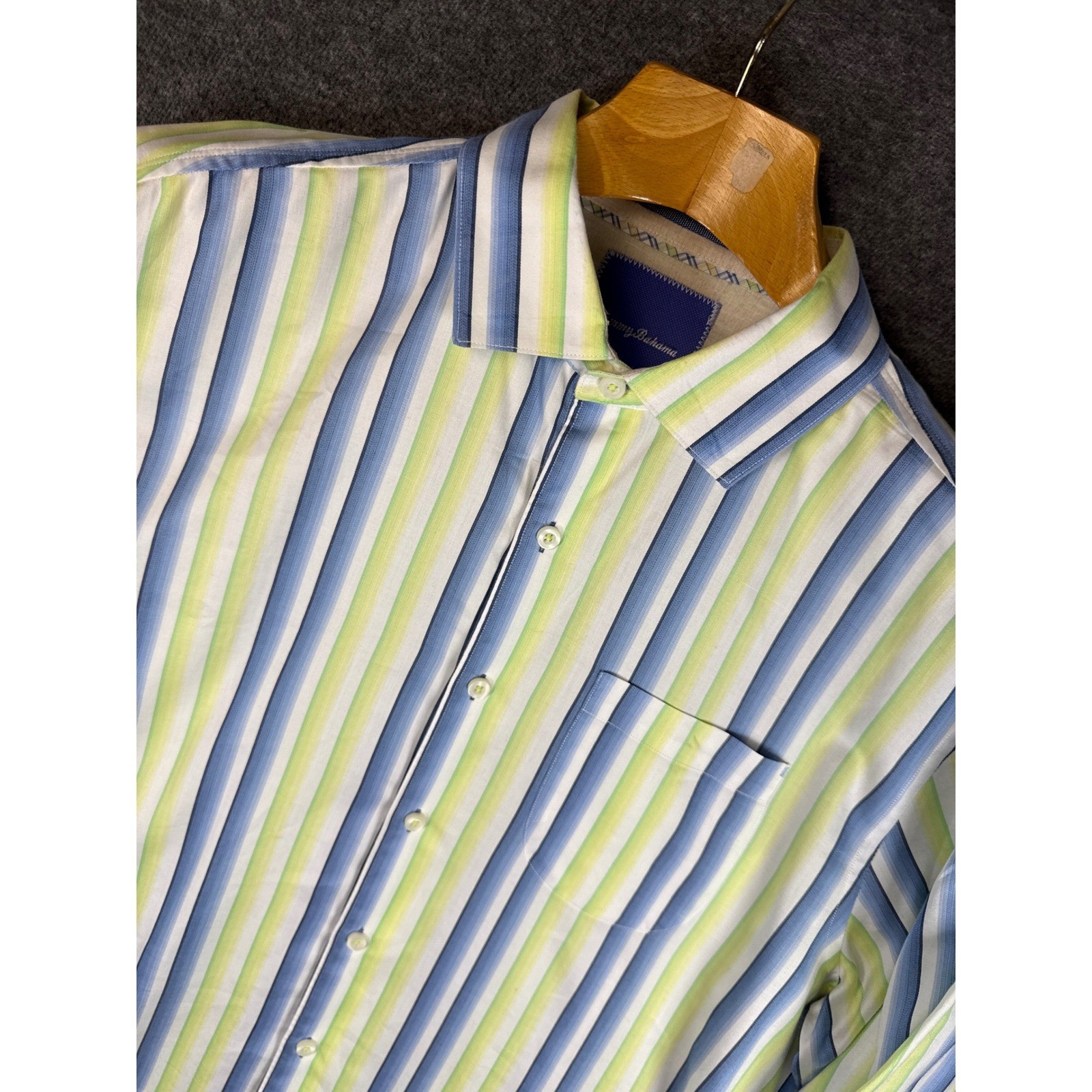 Tommy Bahama Island Modern Fit Striped Long Sleeve Hipster Shirt Men Size L EUC