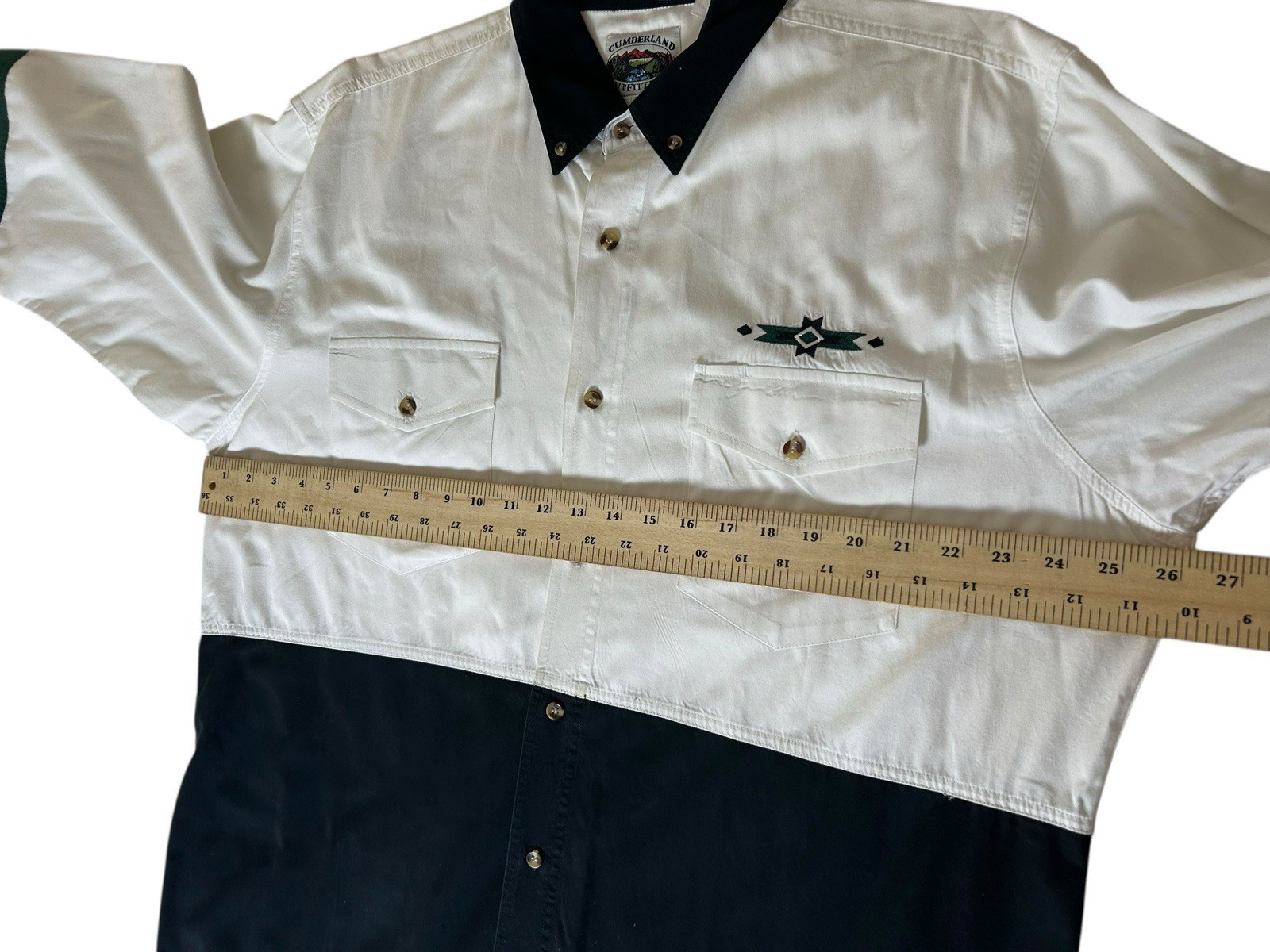 Cumberland’s Outfitters Western Shirt Men Sz XL Colorblock Aztec Tribal Detail