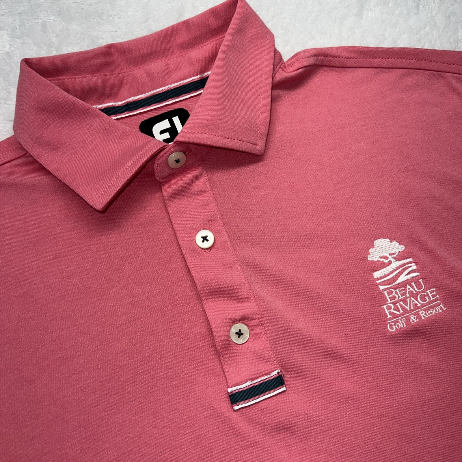 Foot Joy Beau Rivage Golf Resort Short Sleeve Polo Shirt Men M Pink