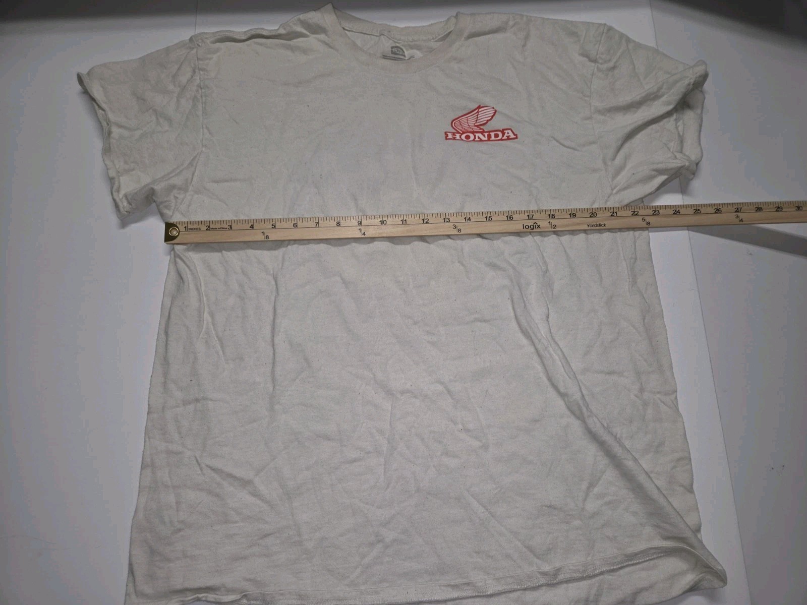 Honda Racing Team Shirt Mens Beige Checkered Flag Motorsport Cars XL / X-LARGE