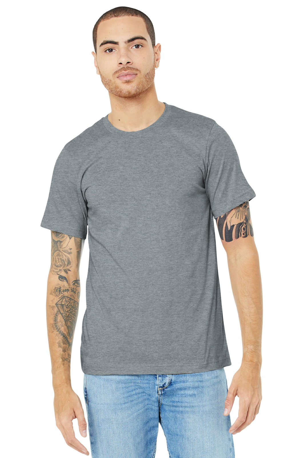 Pack Of 3 BELLA+CANVAS BC3001CVC Unisex Short Sleeve Heather Crew Neck T-Shirt