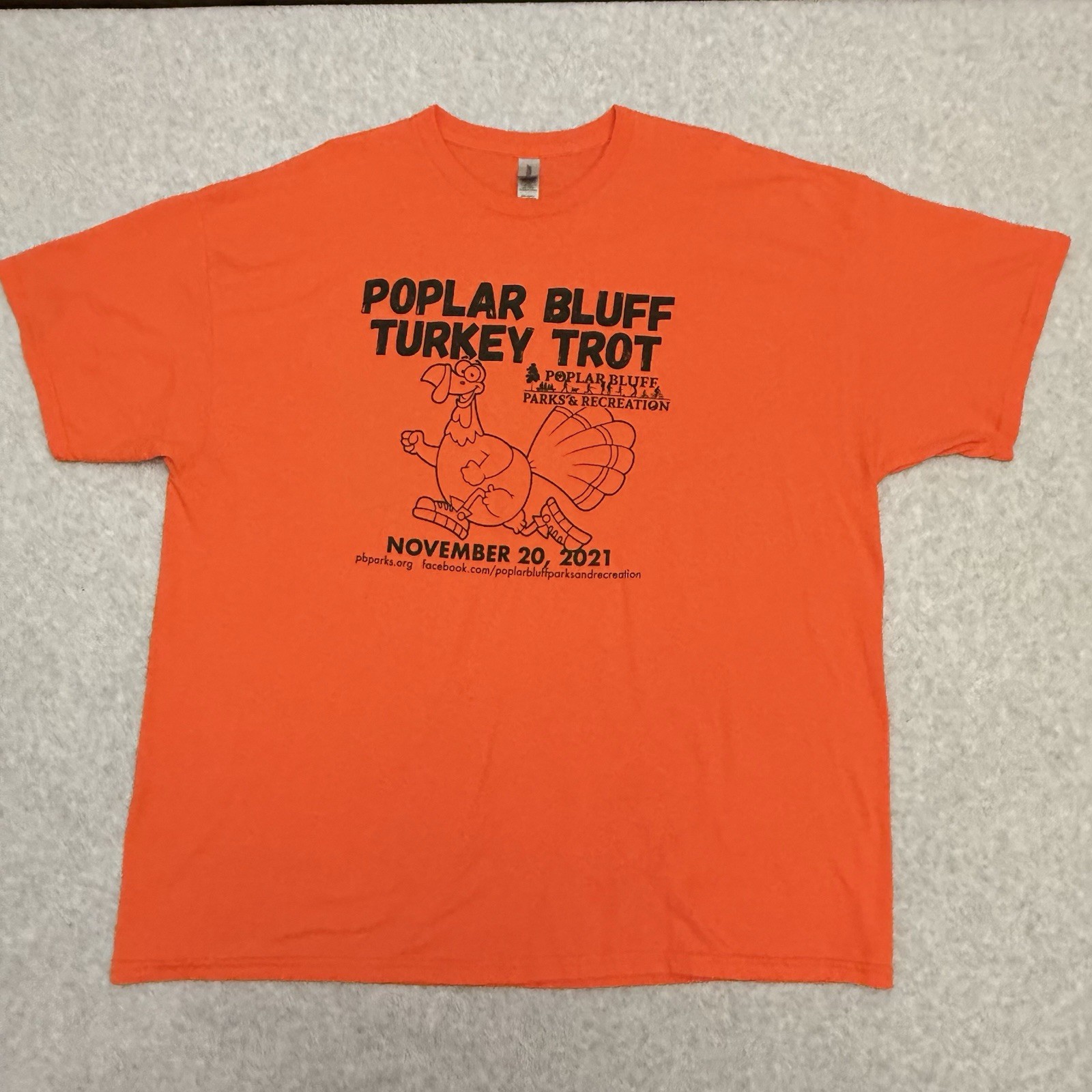 Poplar Bluff Turkey Trot T Shirt Orange Mens XX Large Missouri 2021 2XL