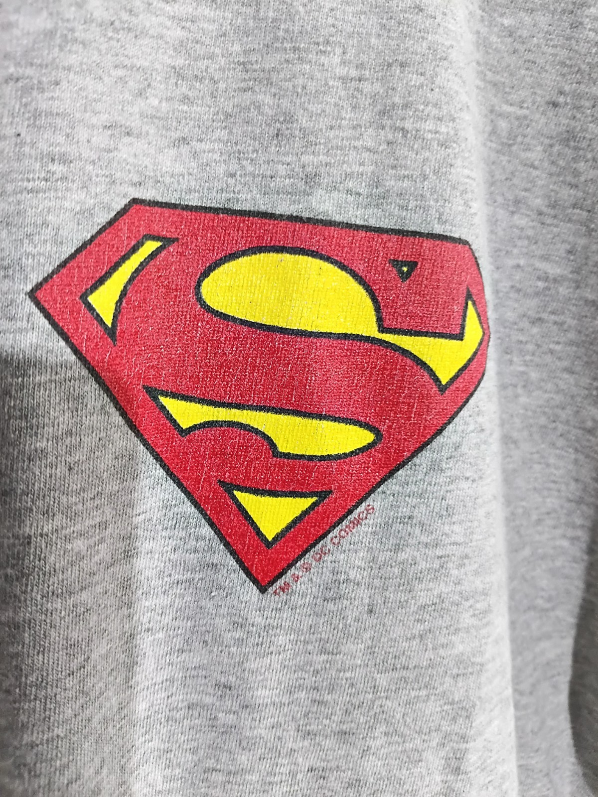 Vintage Superman Jersey Two Tone Grey w/ Red Sleeves Large Y2K Made In USA Large