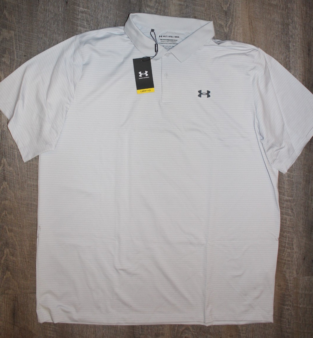 NWT UNDER ARMOUR MEN’S BIG & TALL POLO SHIRT GRAY STRIPE 4XLT
