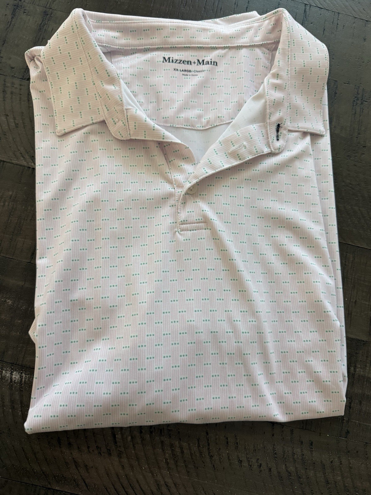 Mizzen+Main Classic Performance Polo Shirt Men’s XXL Pink Green Stretch Golf