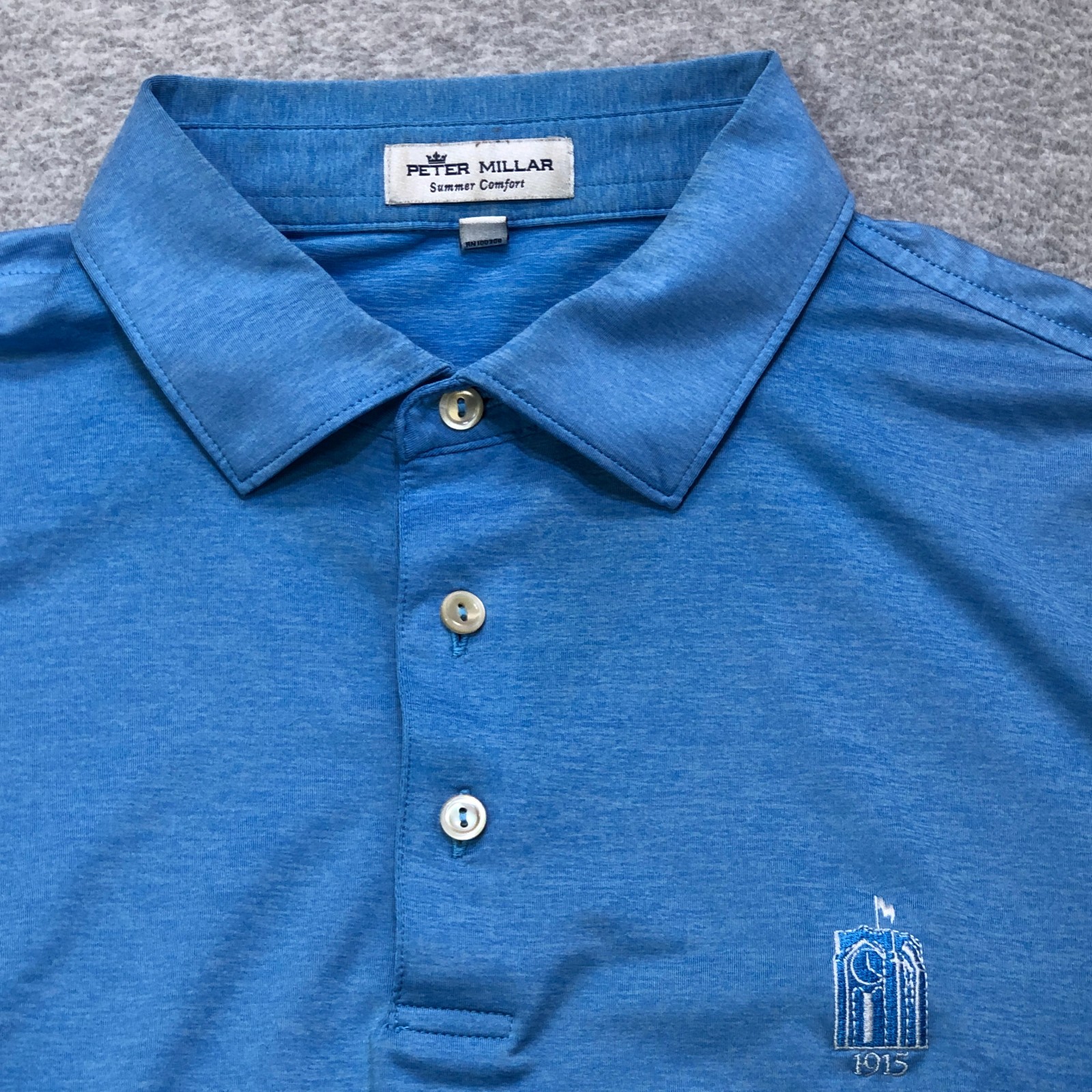 Peter Millar Summer Comfort Polo Shirt Men’s Large Blue Golf Performance Stretch