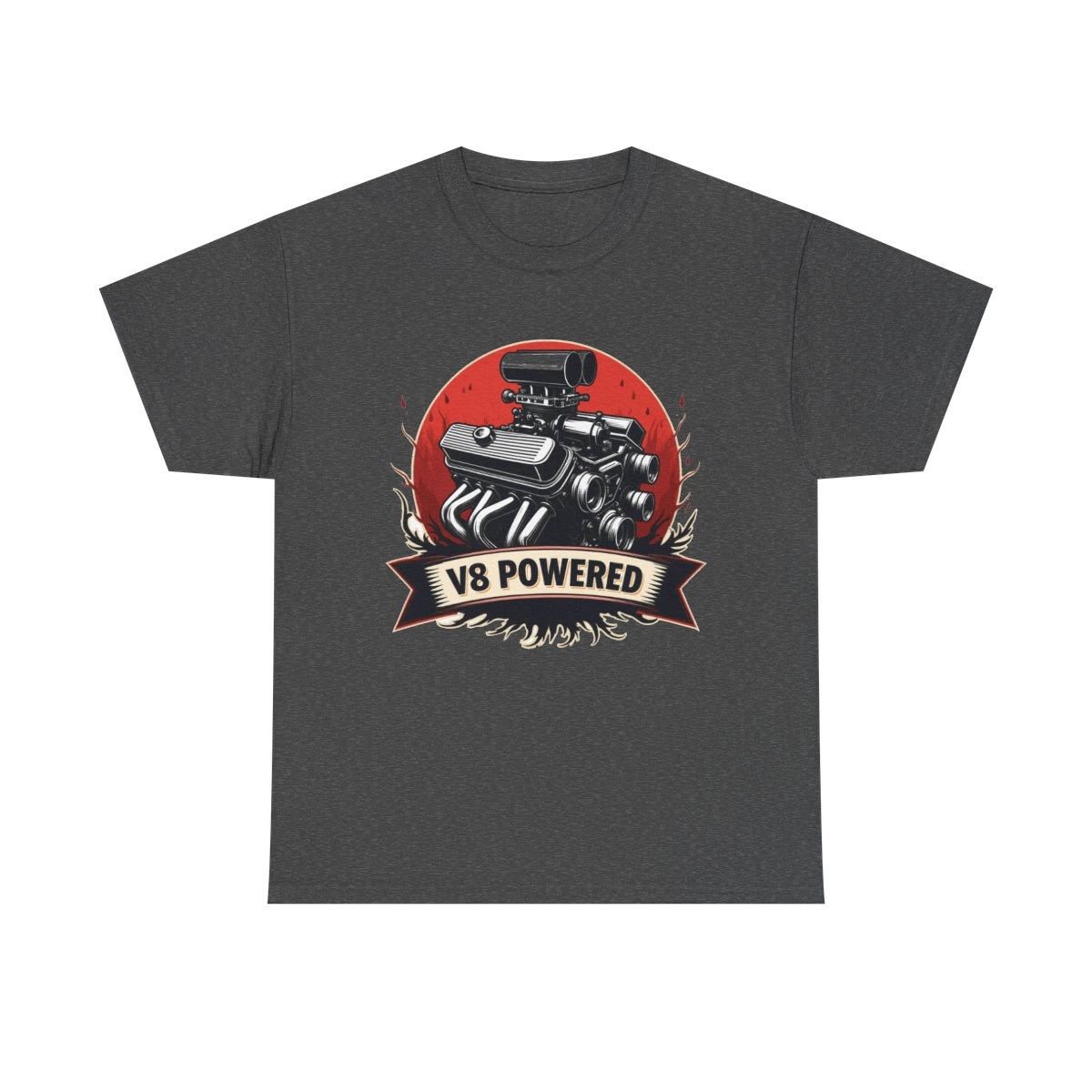 V8 Powered Muscle Engine T-Shirt Graphic Tee for Car Guys Gift