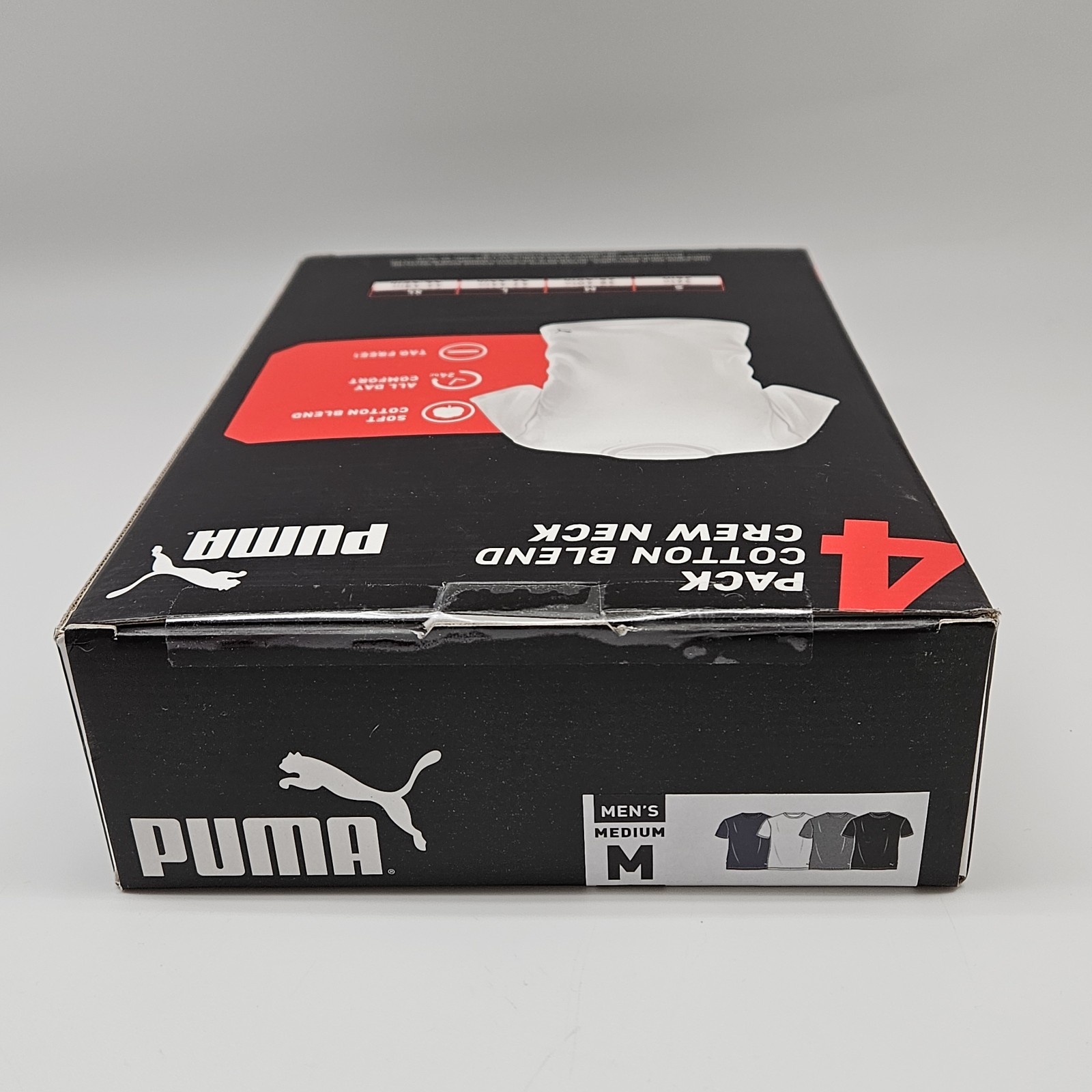 4 PACK PUMA Cotton Blend Crew Neck T Shirts Men’s S M L XL Black Navy White Gray