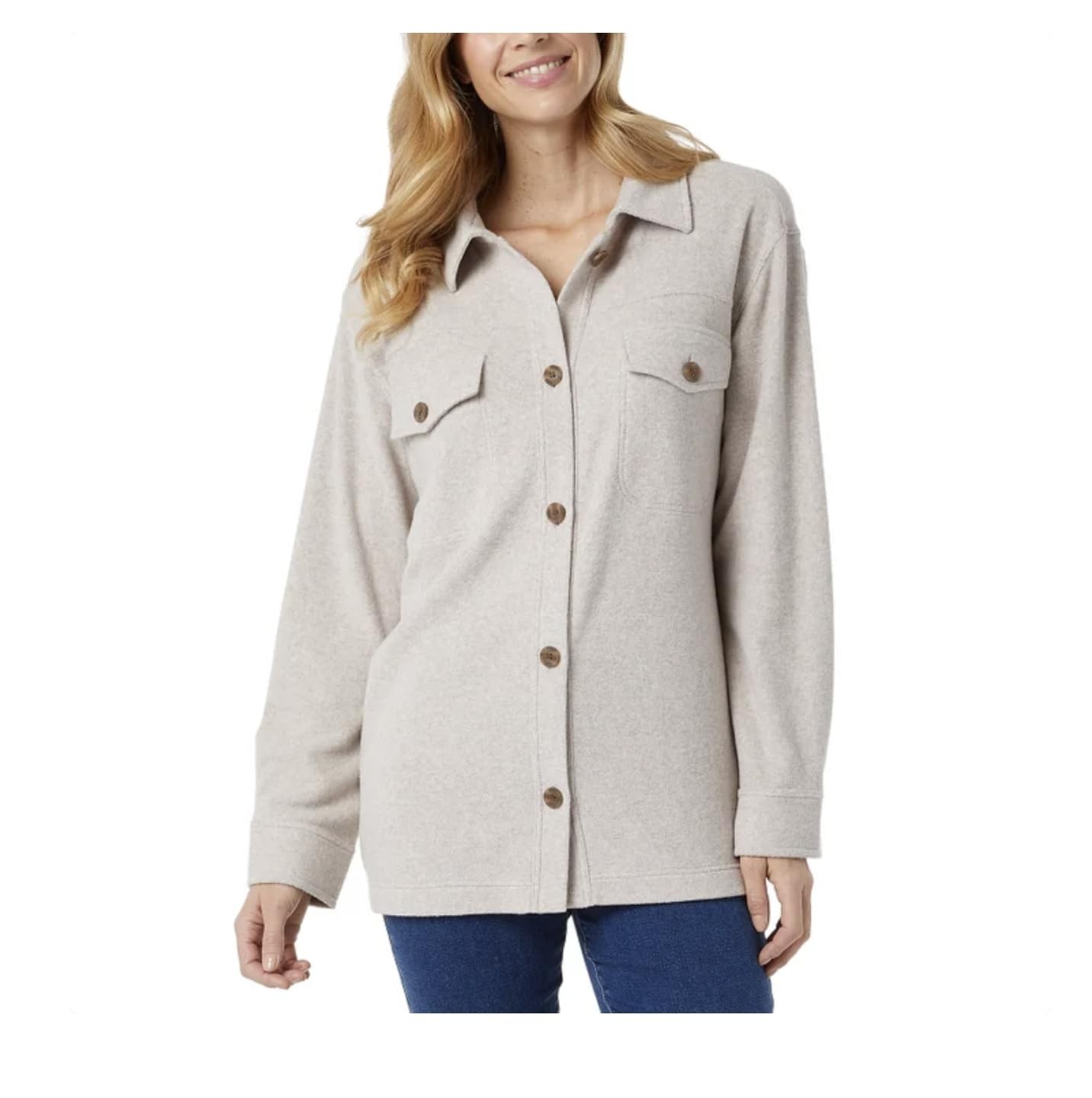32 Degrees Heat Women’s Relaxed Fit Long Sleeve Button-Up Shirt (US, Alpha,
