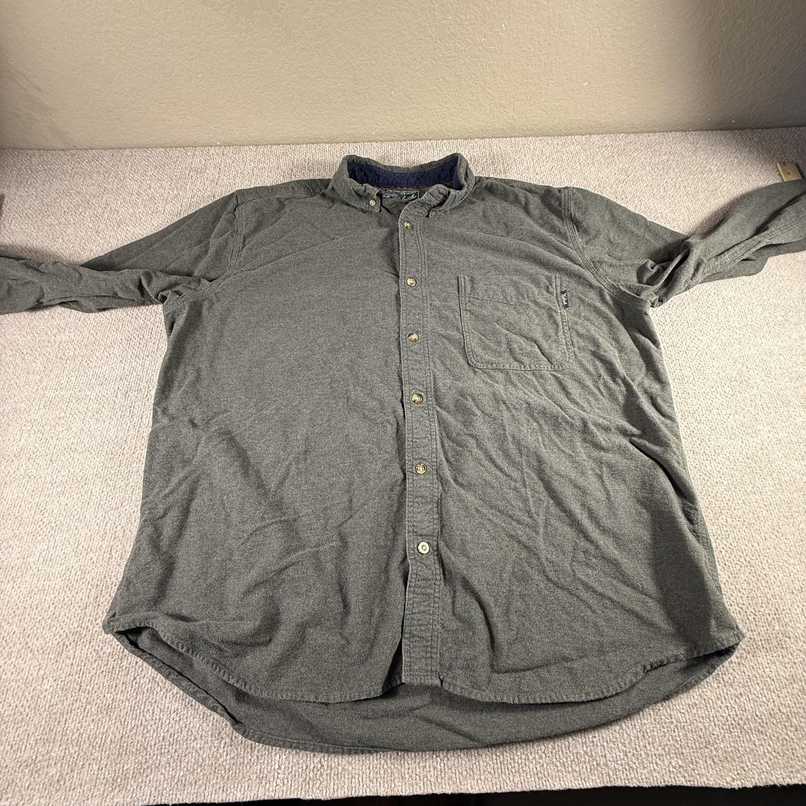 Woolrich Shirt Mens 2XL Gray Button Down Long Sleeve Pocket Classic Outdoor Work