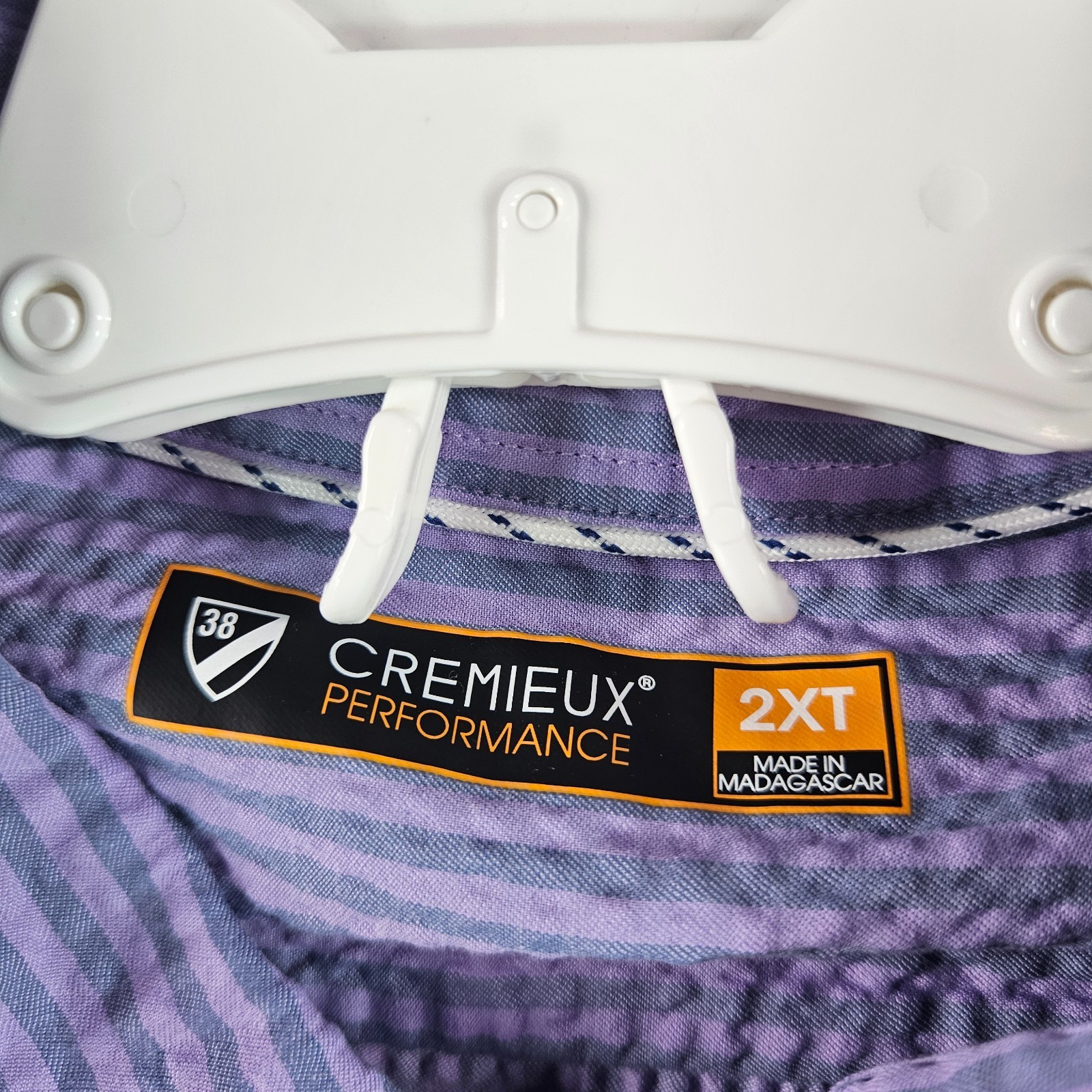 NEW Cremieux Performance Shirt Men 2XT UPF 30+ Short Sleeve Purple Striped