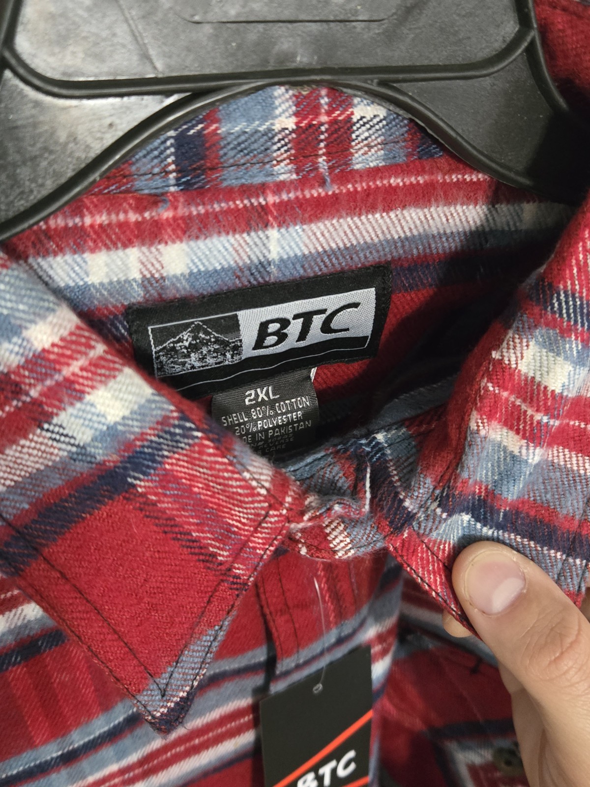 BTC Mens button up flannel shirt red blue NWT multiples sizes