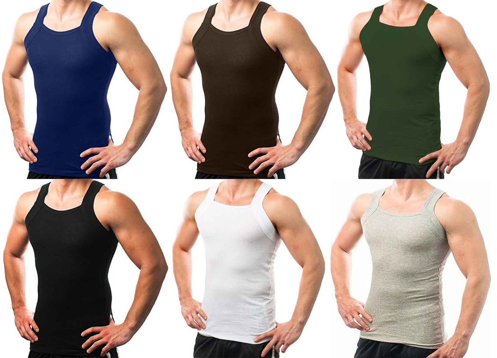 Different Touch 6 Pack Men Square Cut G-unit Style Tank Top A-shirts
