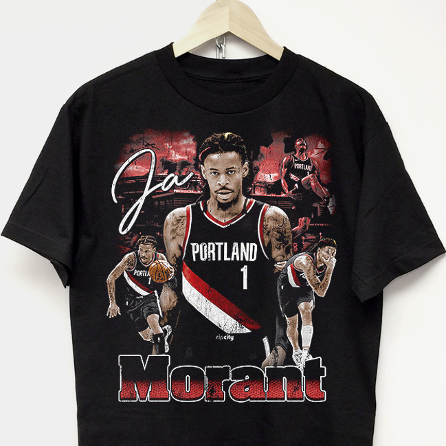 Ja Morant Rap Tee portland trailblazer blazer vtg hip hop graphic t-shirt jersey