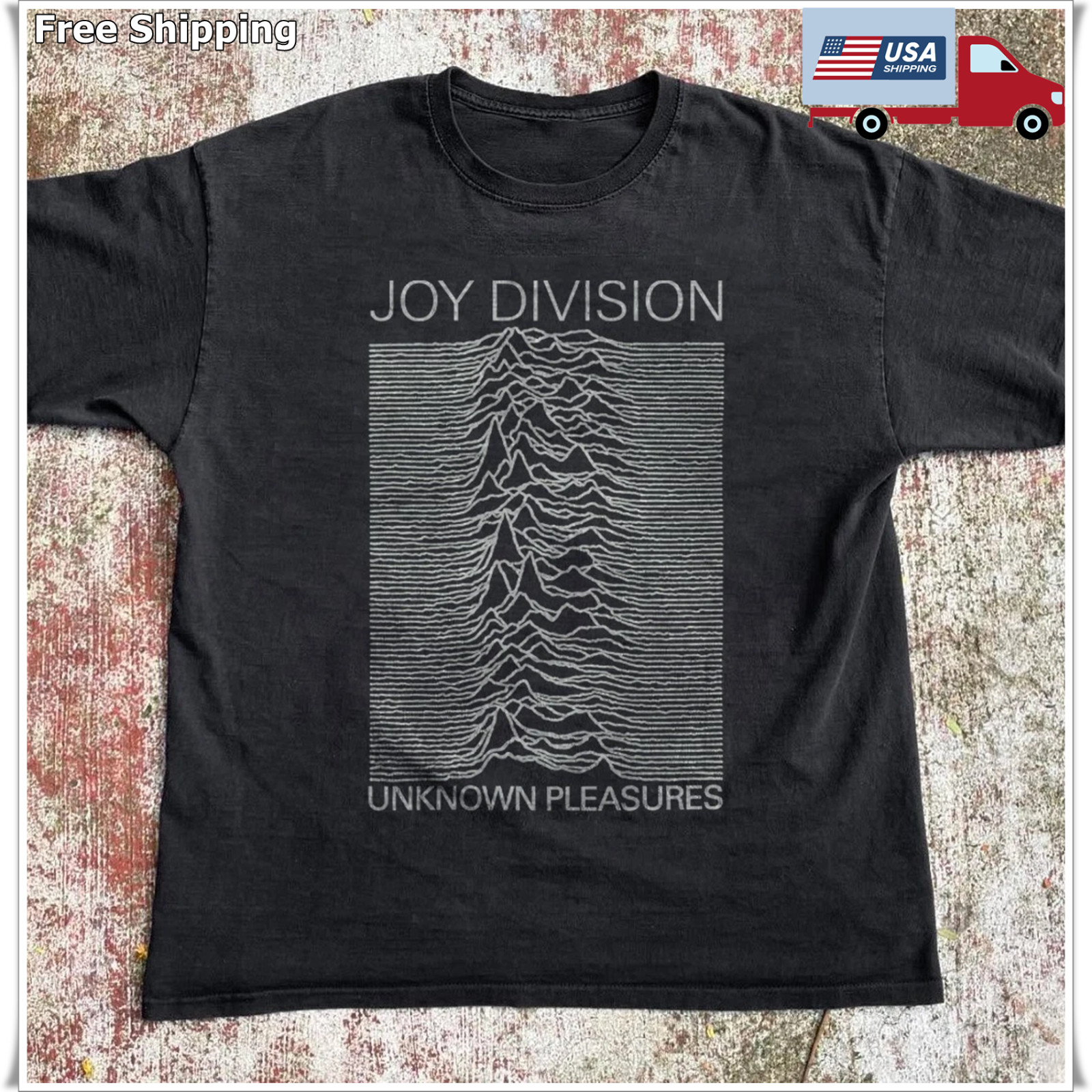 Joy Division Unknown Pleasures Album Unisex Black T-shirt, Size S-5XL