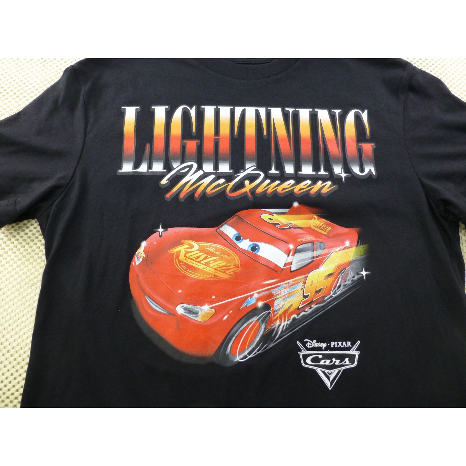 Disney Pixar Cars Lightning McQueen Double Sided Piston Cup Racing T-Shirt Small