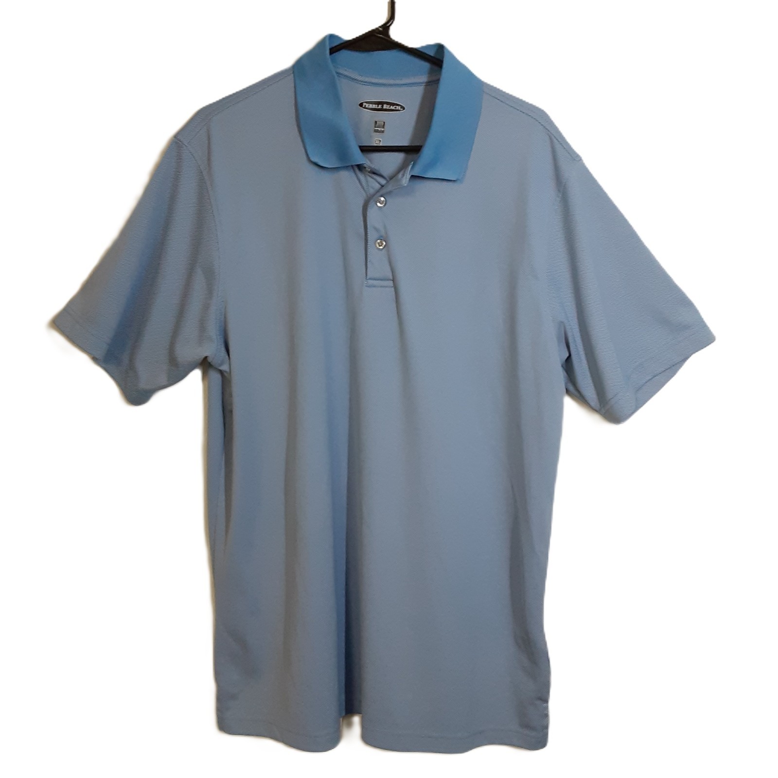 Pebble Beach Golf Shirt Size XL Short Sleeve Blue Logo Machine Wash Pullover