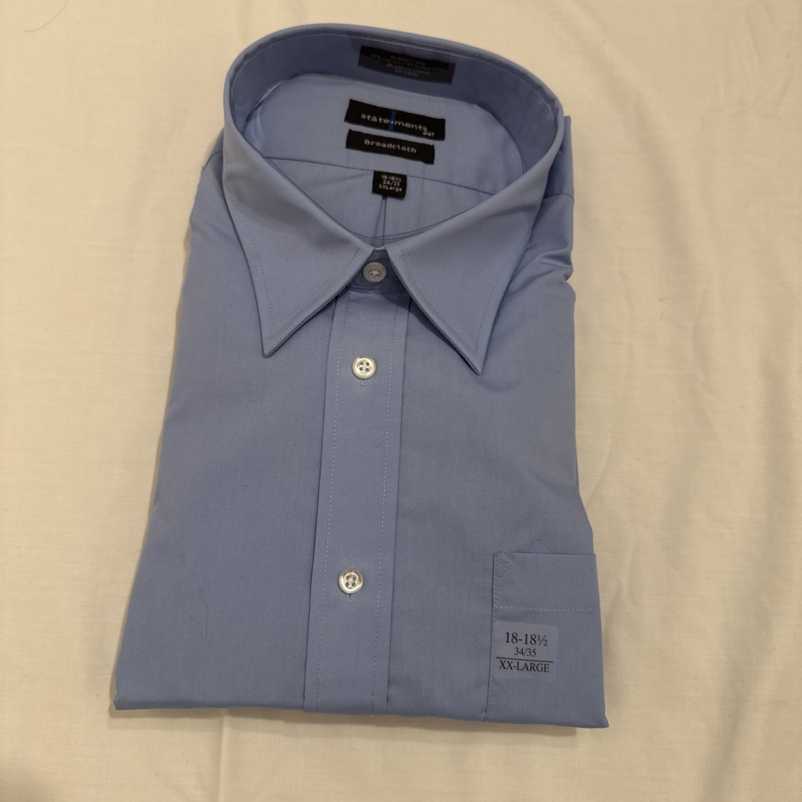 Statement Broadcloth Button Up Men Shirt Long Sleeve 18-18.5 XXL 34/35
