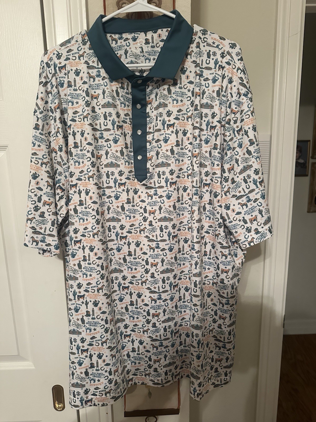 Iron Oak Apparel Texas Western Polo Shirt Pearl Snap Men’s 3XL Ft Worth Rodeo