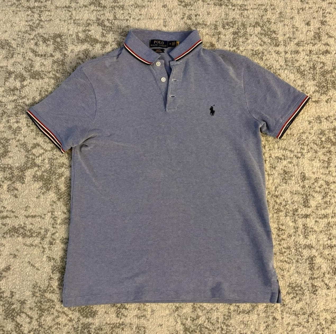 Polo Ralph Lauren Stretch Mesh Slim Fit Blue Polo Shirt Men’s M Short Sleeve