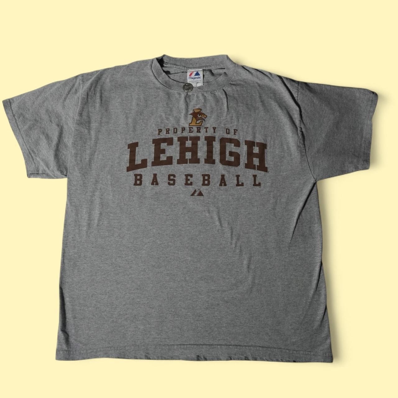 Vintage Majestic Lehigh Baseball T Shirt Mens XL Gray Good Collegiate Graphic