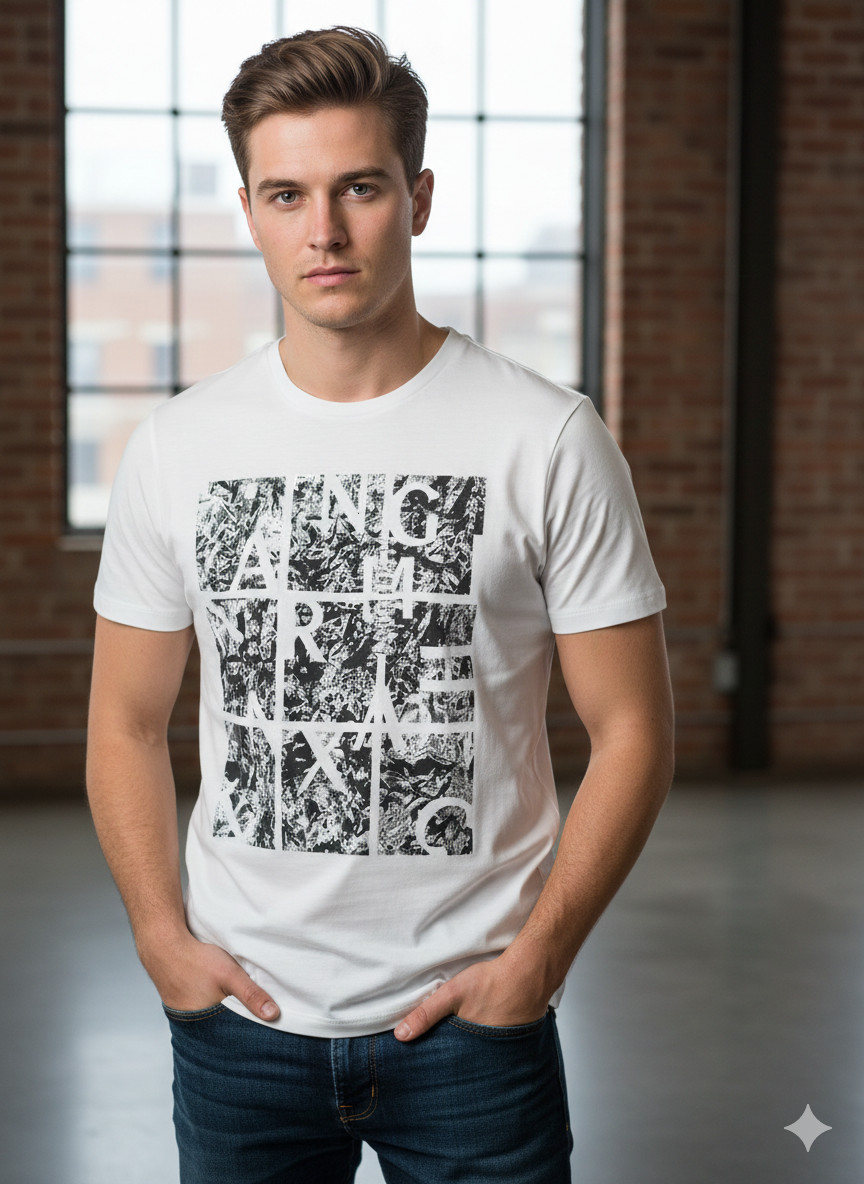 ARMANI EXCHANGE White AX-19 Short Sleeve Slim Fit Designer Mens T-shirt NWT